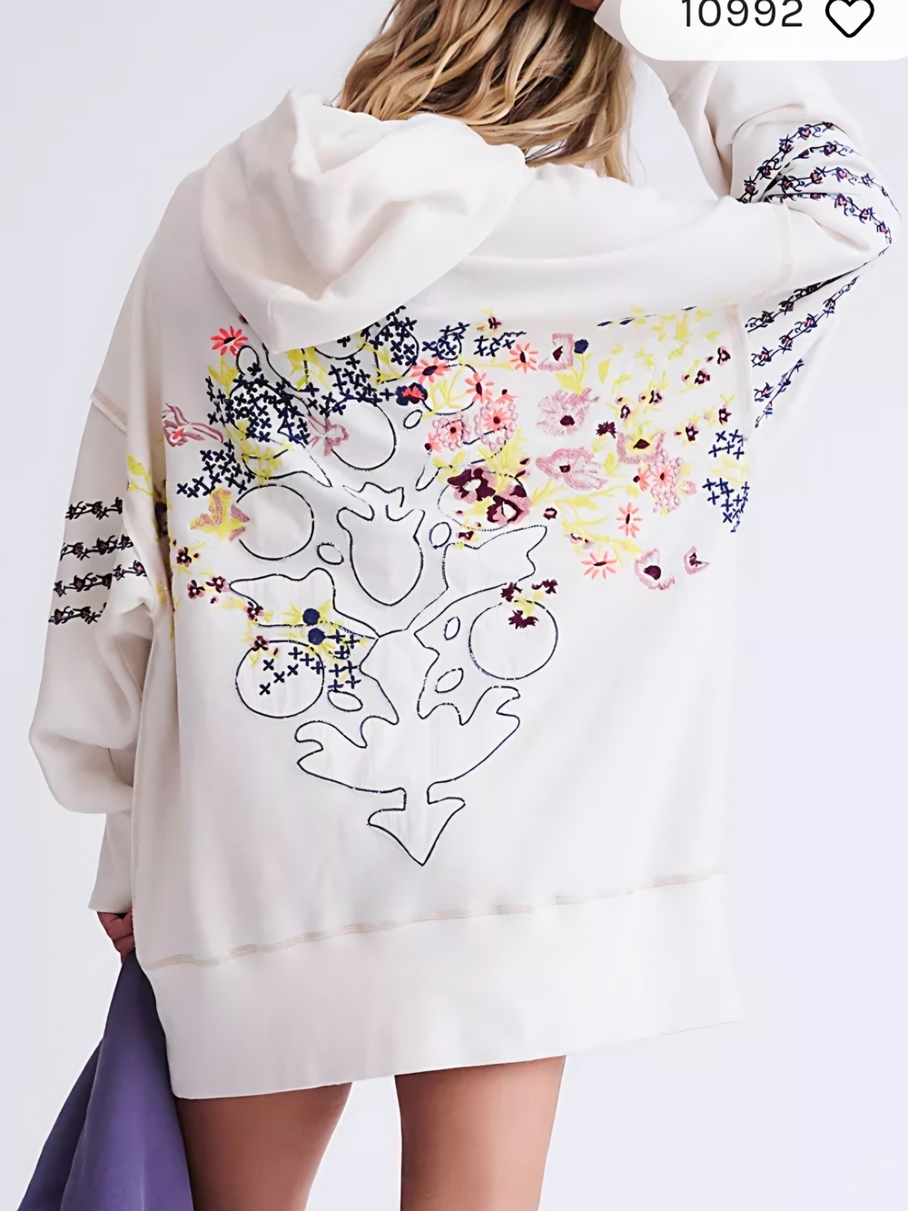 Free People At My Best Embroidered Hoodie Sz M